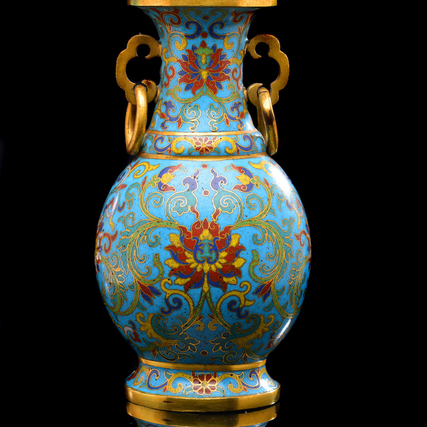 A Chinese Cloisonne Enamel Lotus Vase Of Baluster Form. Sold For £7,500