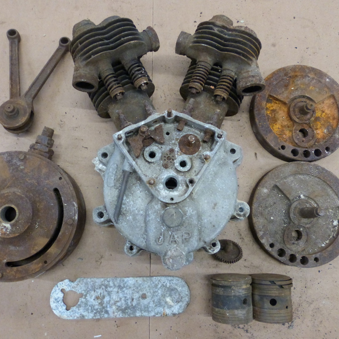 JAP Vintage Air Cooled Side Valve V Twin Engine, Appears To Be 680Cc Circa Early 1920'S, Possibly Ex Brough Superior, Zenith Or Similar. Sold For £600