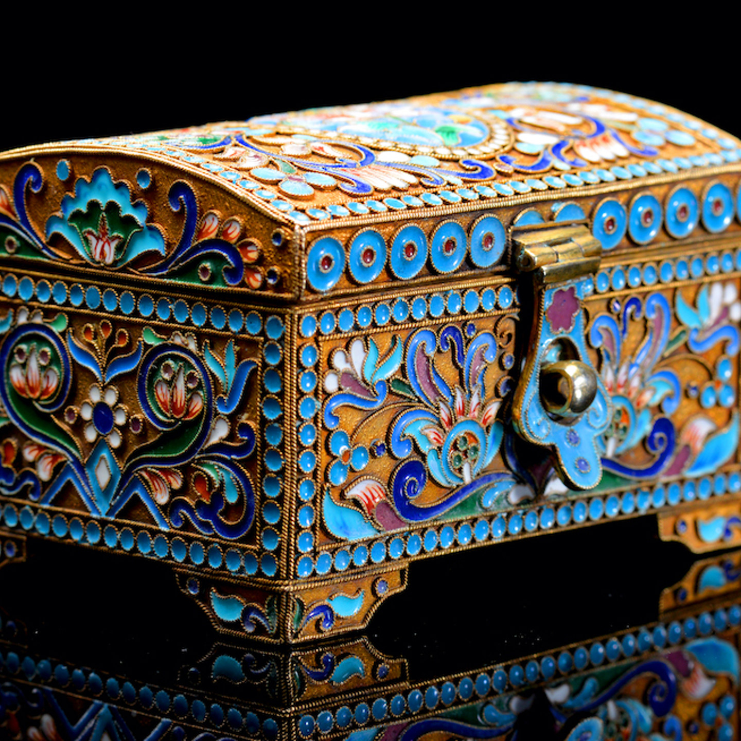 A Russian Silver Gilt And Enamel Rectangular Casket Sold £1,800